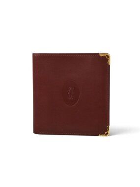 Cartier Fold Wallet Bifold Vintage Billfold Must de Cartier Bordeaux